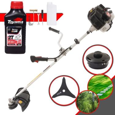 Imagem de Roçadeira KW52LE Kawashima À Gasolina 2T 52cc 2,5HP Máquina Lateral de Cortar Grama Com Lâmina 3 Pontas + Carretel de Nylon + ÓLEO TOYAMA 2T