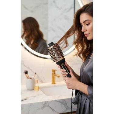 Imagem de Escova Secadora Alisadora 1200W Ceramic Íon Preto/Champagne - Congratu
