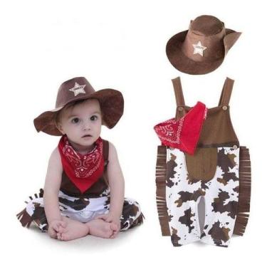 Imagem de Roupa Fantasia Xerife Bebê Cowboy Country Sheriff Festas - GENÉRICA