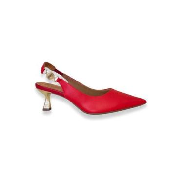 Imagem de Slingback Salto Fino Vermelho Napa Bebecê, 38