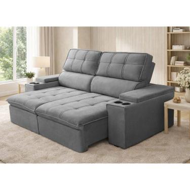Imagem de Sofa 3 Lugares Retratil Reclinavel 230cm Veludo USB Pluma Ferguile