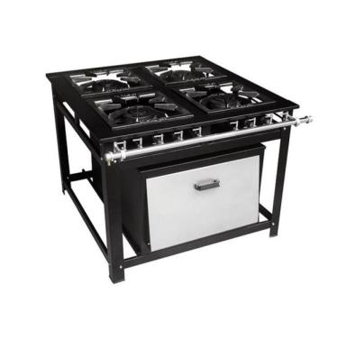 Imagem de Fogão Industrial 4 Bocas 30X30 Com Forno 87L - Cristalaço