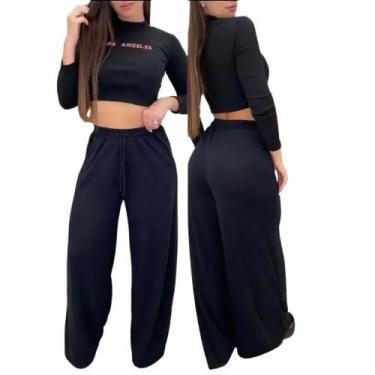 Imagem de Calça pantalona feminia lanzinha com bolso e elástico na cintura, wid 