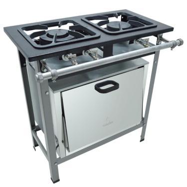 Imagem de Fogao Industrial 2 Bocas M-10 M/m Max 30X30 Perfil 6,5 Cm Com Forno - Metalmaq