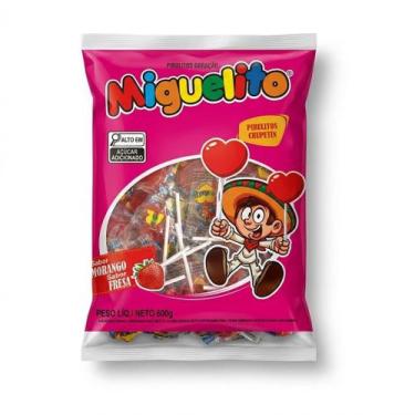 Imagem de Pirulito Coração Miguelito Morango 600g Festa Lembrancinha Candy Bar