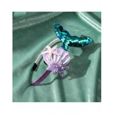 Imagem de Tiara Arquinho Calda de Sereia Princesa Ariel Infantil Diadema para Me