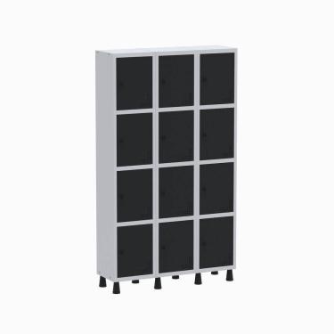 Imagem de Roupeiro Aço Linha Light 12 Portas – Gr303-12 Cinza-preto