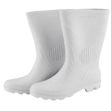 Imagem de Bota Pvc Cano Medio Com Forro Branca Pega Forte, 40, Branco
