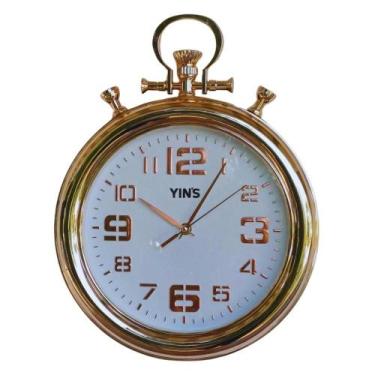 Imagem de Relógio de Parede Champanhe 40,6cm Retrô tipo Relógio de Bolso - Yins