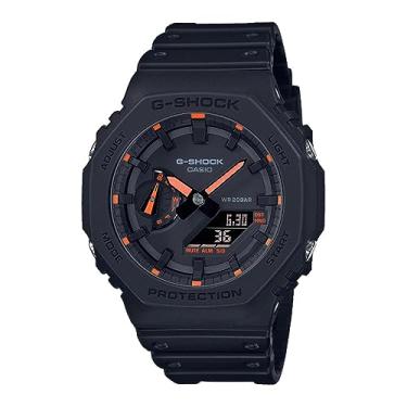 Imagem de Casio Relógio masculino GA-2100-1A4ER G-Shock Neon Accent Quartz Preto/Laranja