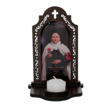 Imagem de Capela com Porta-Vela de Santa Teresinha do Menino Jesus em MDF - 16,3