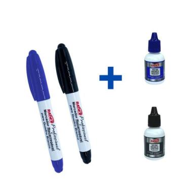Imagem de 2 Canetas Recarregáveis + 2 Tintas de Pincel Quadro Branco - Kit Marca