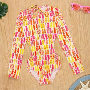 Imagem de Maiô Infantil Amarelo de Meninas Estilo Verão e Proteção UV - TubeKids