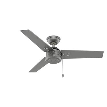 Imagem de Hunter Ventilador de teto Cassius interno/externo com corrente de puxar, 112 cm, prata fosca