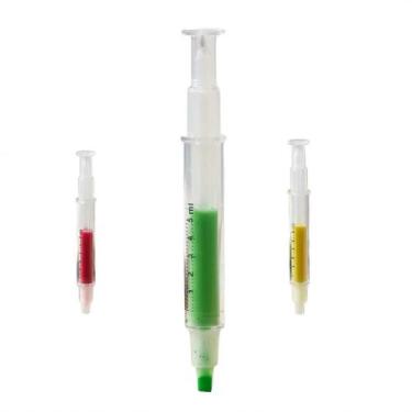 Imagem de Kit Canetas Marca-Texto em Forma de Seringa Coloridas para Escola e Es