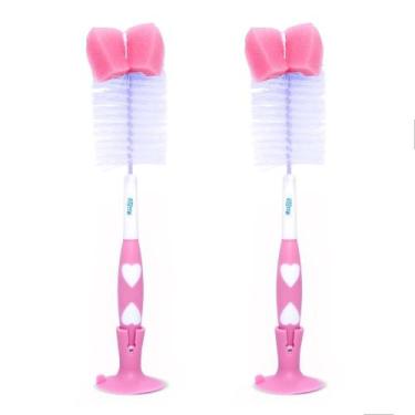 Imagem de Escova Para Limpeza De Mamadeira 2 Pçs Rosa Comtac Kids 1348 - Comtac 