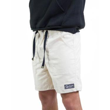 Imagem de Bermuda Cyclone Veludo Stretch Retrô Carving Slim, Areia, G