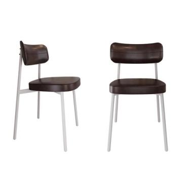 Imagem de Cadeira Alloa Fixa com 4 Pés 50 x 44,7 x 83,8 cm com 2 Unidade Marrom/