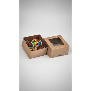 Imagem de Caixa Presente Kraft 8x8x4.5cm C/ Visor - 50 Unidades - Congratulation