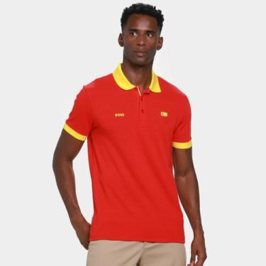 Imagem de Camisa Polo Hugo Boss Espanha Masculina, Vermelho, M