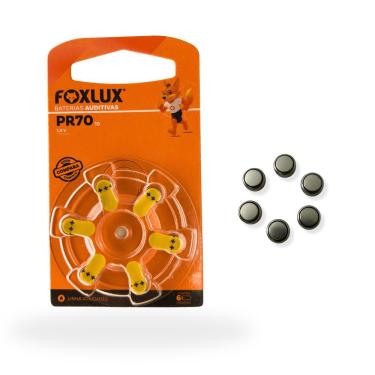 Imagem de Bateria Auditiva Foxlux PR70-ZA10 Tecnologia Zinco-Ar 1,45V 105mAh 6 Unidades