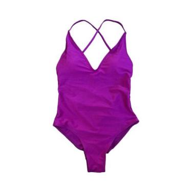 Imagem de Maiô Feminino Sexy Acolchoado De Uma Peça, Cor Sólida, Roupa De Praia 