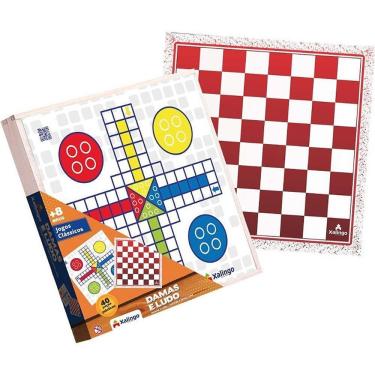 Imagem de Jogo de Tabuleiro Dama e Ludo em Madeira com Peças Plásticas Resistentes Xalingo Brinquedos
