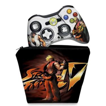 Imagem de Capa Case E Skin Compatível Xbox 360 Controle - Street Fighter 4  A -