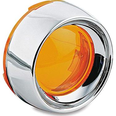 Imagem de Kuryakyn Acessório de iluminação de motocicleta 2108: Moldura profunda para motocicletas Harley-Davidson 2000-19 com luzes de seta/pisca-pisca, lente âmbar, cromada, 1 par
