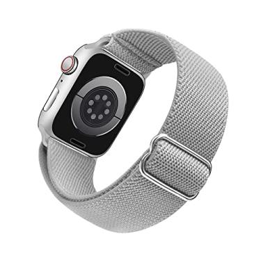 Imagem de Pulseira de relógio Arae para Apple Watch séries 9, 8, 7, 6, 5, 4, SE, 3, 2 e 1, Ultra 1 e 2 de 49 mm, 45 mm, 44 e 42 mm, elástica, confortável e ajustável, unissex – cinza médio (Gainsboro)