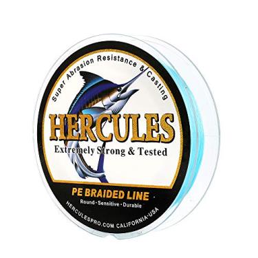 Imagem de Hercules linha de pesca trançada super fundida 8 fios de 10 lb a 300 lb teste para água salgada, 109/328/547/1094 jardas (100 m/300 m/500 m/1000 m), diamante.#0,12 mm-1,2 mm, desempenho de alto nível, cores variadas, Azul, 20LB-0.20MM-547YDS(500M)-8 STRANDS