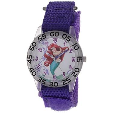 Imagem de Disney Relógio com pulseira de nylon de quartzo analógico e professor de tempo plástico para crianças princesa, Roxa