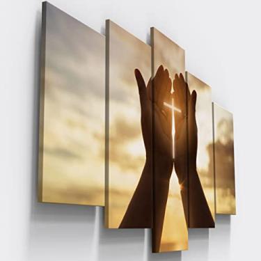 Imagem de Quadros Decorativos Cruz Pôr do Sol Jesus Sala Quarto