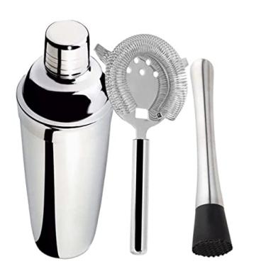 Imagem de Coqueteleira 500ML Com Socador e Coador de Gelo Em Aço Inox