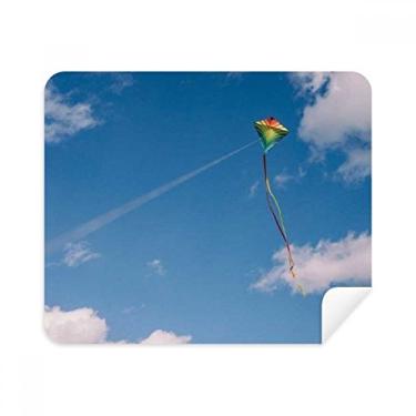 Imagem de Pano de limpeza de pipa azul céu nuvens brancas limpador de tela 2 peças tecido de camurça