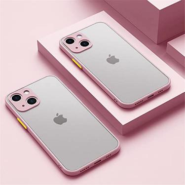 Imagem de Capa fosca de armadura à prova de choque para iphone 13 12 11 pro max xr xs 6 7 8 plus se mini pára-choques de silicone capa dura clara para pc, rosa, para i6plus, i6splus