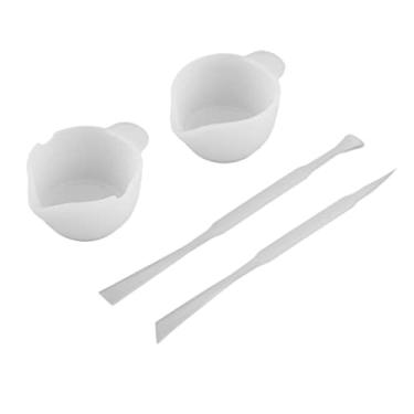 Imagem de Simhoa 4 peças de copos de plástico de polipropileno transparente com barras de estiramento para misturar tintas, manchas, epóxi