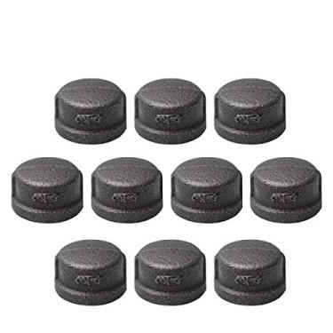 Imagem de Home TZH Pacote com 10 tampas de tubos de ferro maleável cinza, 0,9 cm para suporte de prateleira vintage Steam-Punk DIY encanamento decoração de móveis