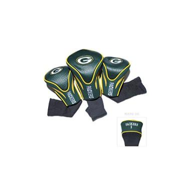 Imagem de Team Golf Capas de cabeça NFL Green Bay Packers Contour Golf Club (3 unidades) numeradas 1, 3 e X, serve para motoristas de grandes dimensões, clubes de utilidade, resgate e Fairway, forrado com veludo para proteção extra do clube