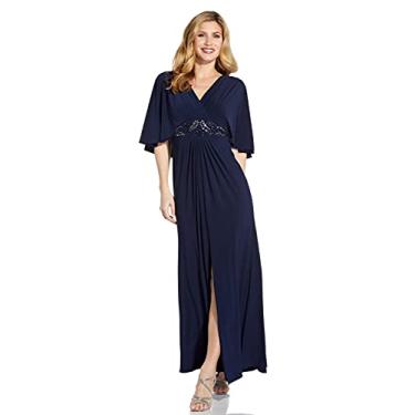 Imagem de Adrianna Papell Vestido feminino com contas de jérsei, Meia-noite, 36