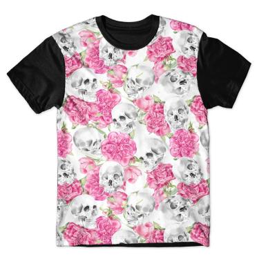 Imagem de Camiseta As Braba Masculina Caveira e Flores Full Print