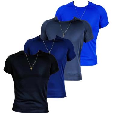 Imagem de Kit 4 Camiseta Masculina Blusa Academia Fitness Slim - Divine