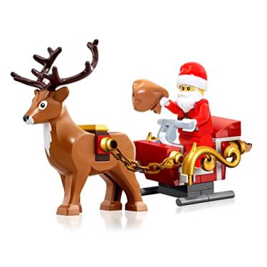 Imagem de LEGO Minifigura de Natal Mini figura de Papai Noel com mini tren e rena, um timo presente para crian as 10275 (41 pe as) sem caixa