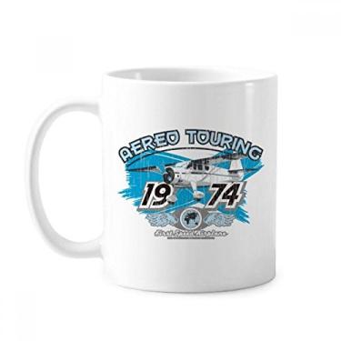 Imagem de Caneca de cerâmica com estampa de avião Aereo Touring 1974 cerâmica xícara de café porcelana louça