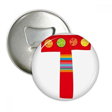 Imagem de T Alfabeto laranja frutas bonito padrão abridor de garrafas ímã de geladeira emblema multifuncional