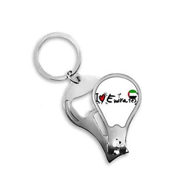 Imagem de I Love Emirates Palavra Bandeira Amor Coração Ilustração Cortador de Unhas Abridor Chaveiro Tesoura
