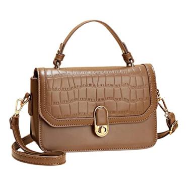 Imagem de Bolsa de ombro elegante elegante e moderna para mulheres bolsa de couro de crocodilo, Marrom