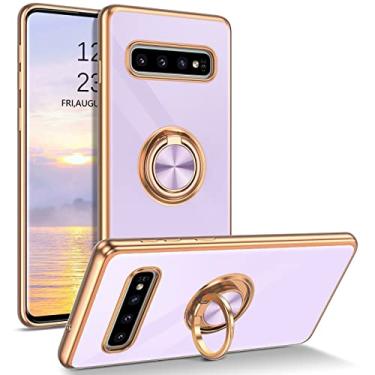 Imagem de DUEDUE Capa para Samsung Galaxy S10 Plus com suporte de anel com suporte de rotação de 360 graus magnético para carro com dedo de carro macio TPU fino capa protetora à prova de choque para Samsung S10