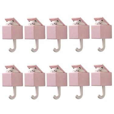 Imagem de EQUITARE Pacote com 10 ganchos adesivos criativos para casaco, gancho utilitário de gato fofo, gancho decorativo para casaco, cachecol, chapéu, toalha, chave, bolsa, guarda-chuva, toalha, boné, ganchos de porta decoração de parede