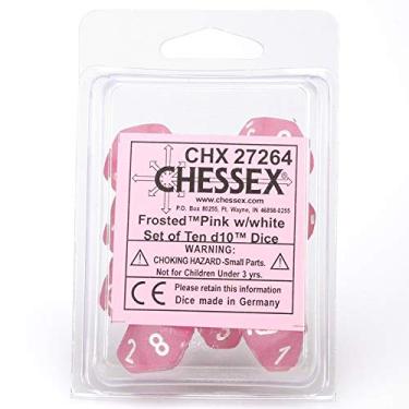Imagem de Dados - foscos - d10 Chessex D10 rosa com branco (10)
